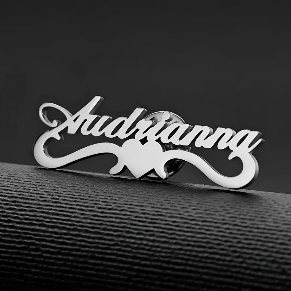 Индивидуальный брошка из нержавеющей стали с именами и цветочным дизайном для женщин