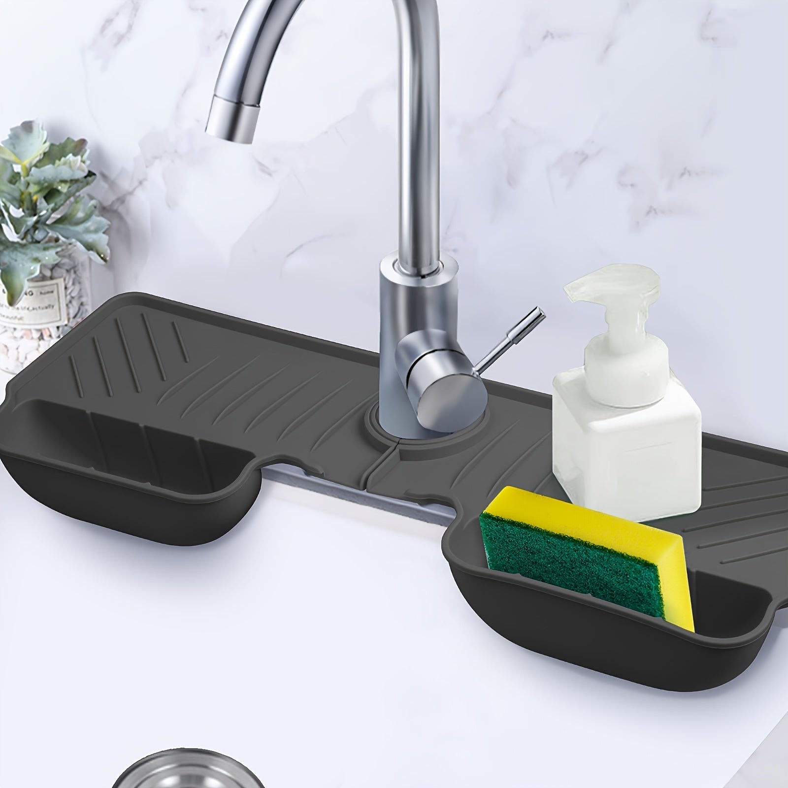 Silicone Kitchen Sink Splash Guard with Faucet Guard and Draining Mat