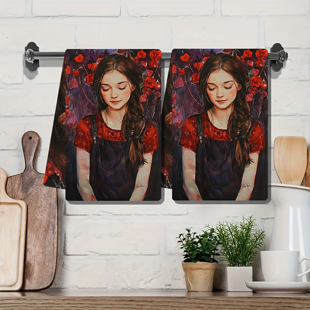 Juego de 2 toallas de cocina suaves y absorbentes para secar platos y decorar en vacaciones