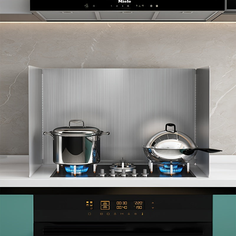 Stainless Steel Kitchen Backsplash Guard Heat-Resistant Anti-Splash for Home and Restaurant