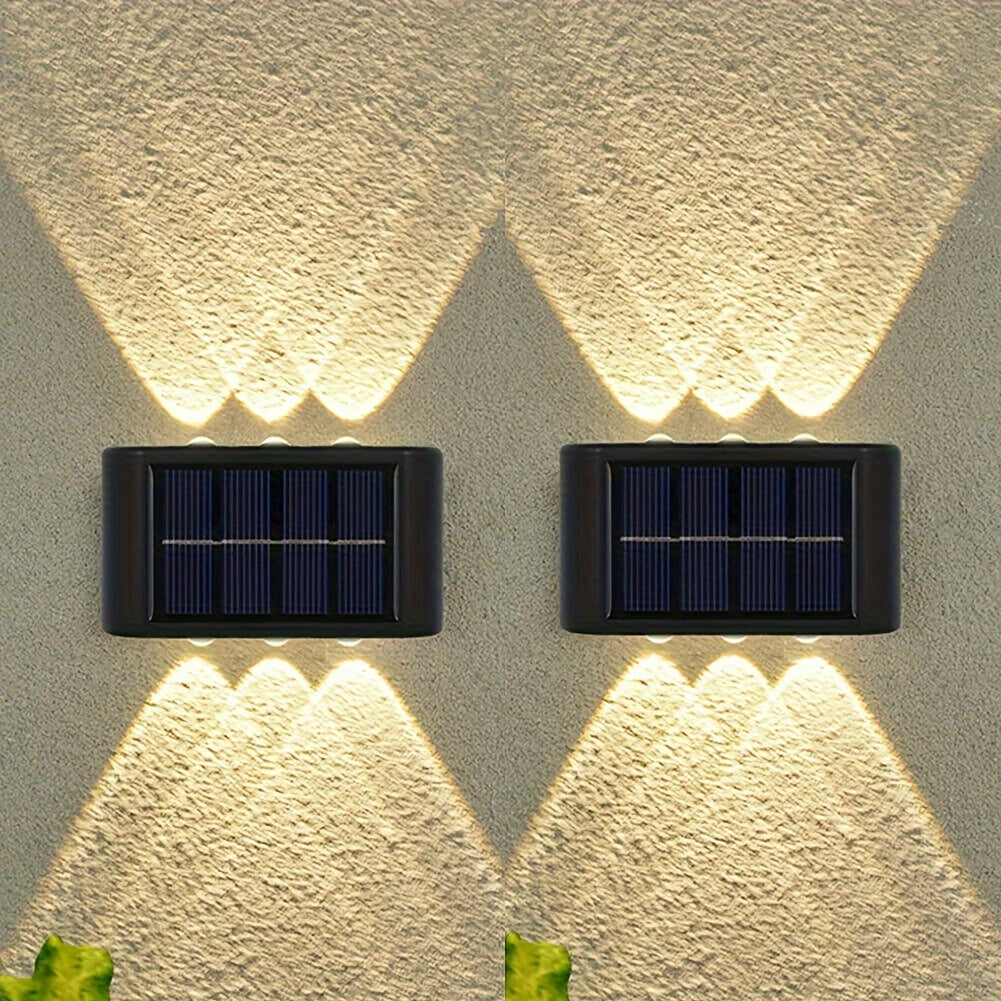 2 Pack Solar LED Outdoor Wall Lights for Garden Landscape Driveway