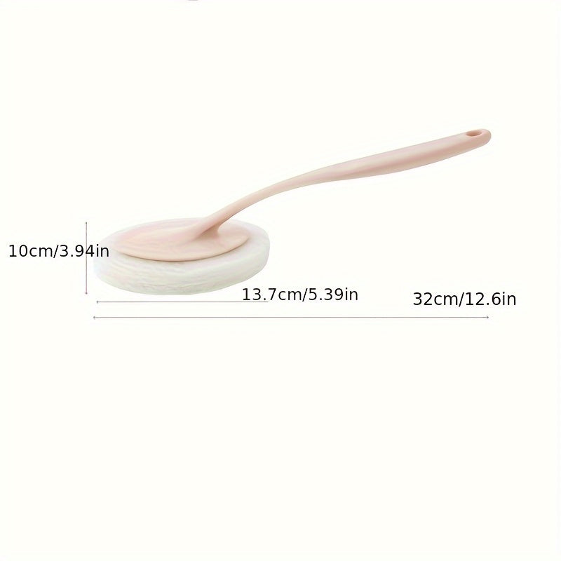 Long-Handled Sponge Brush for Kitchen and Bathroom Cleaning, Reusable, Durable