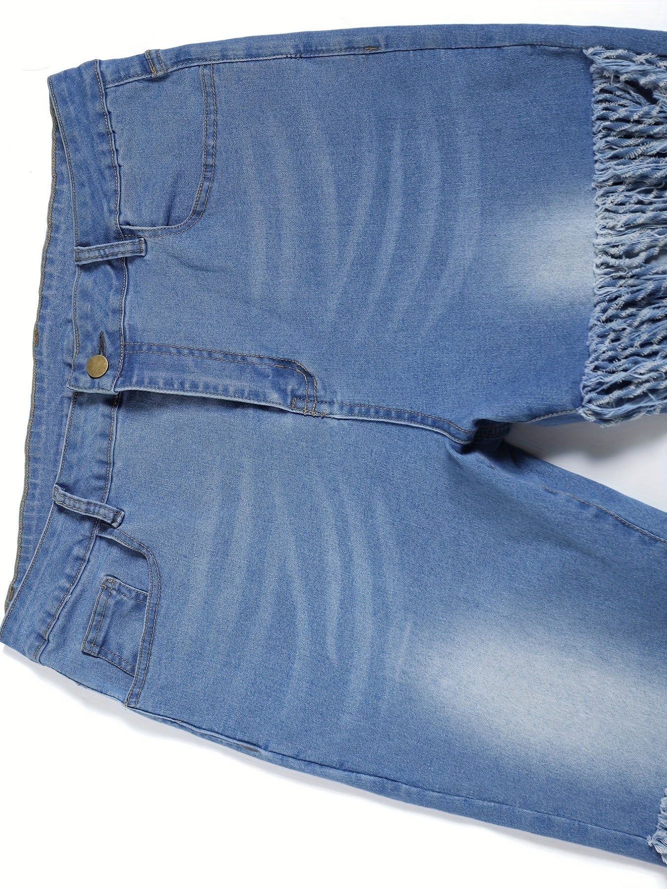 Women's Oversized Blue Ruffled Jeans Women Denim Casual Pants