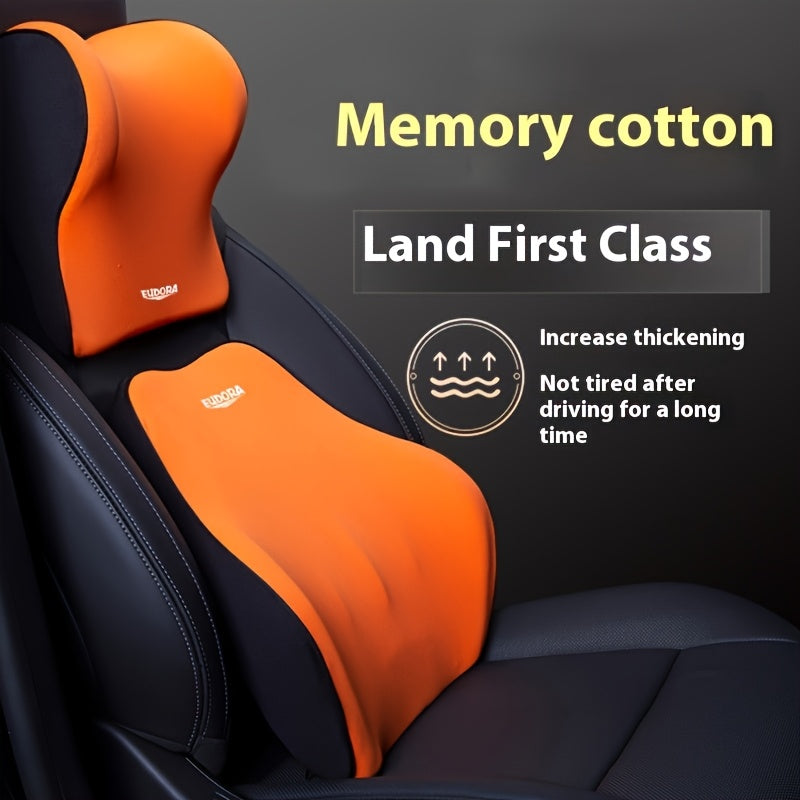 Juego de cojines para asiento de coche con reposacabezas y cojines de soporte lumbar, color rojo y negro, poliéster