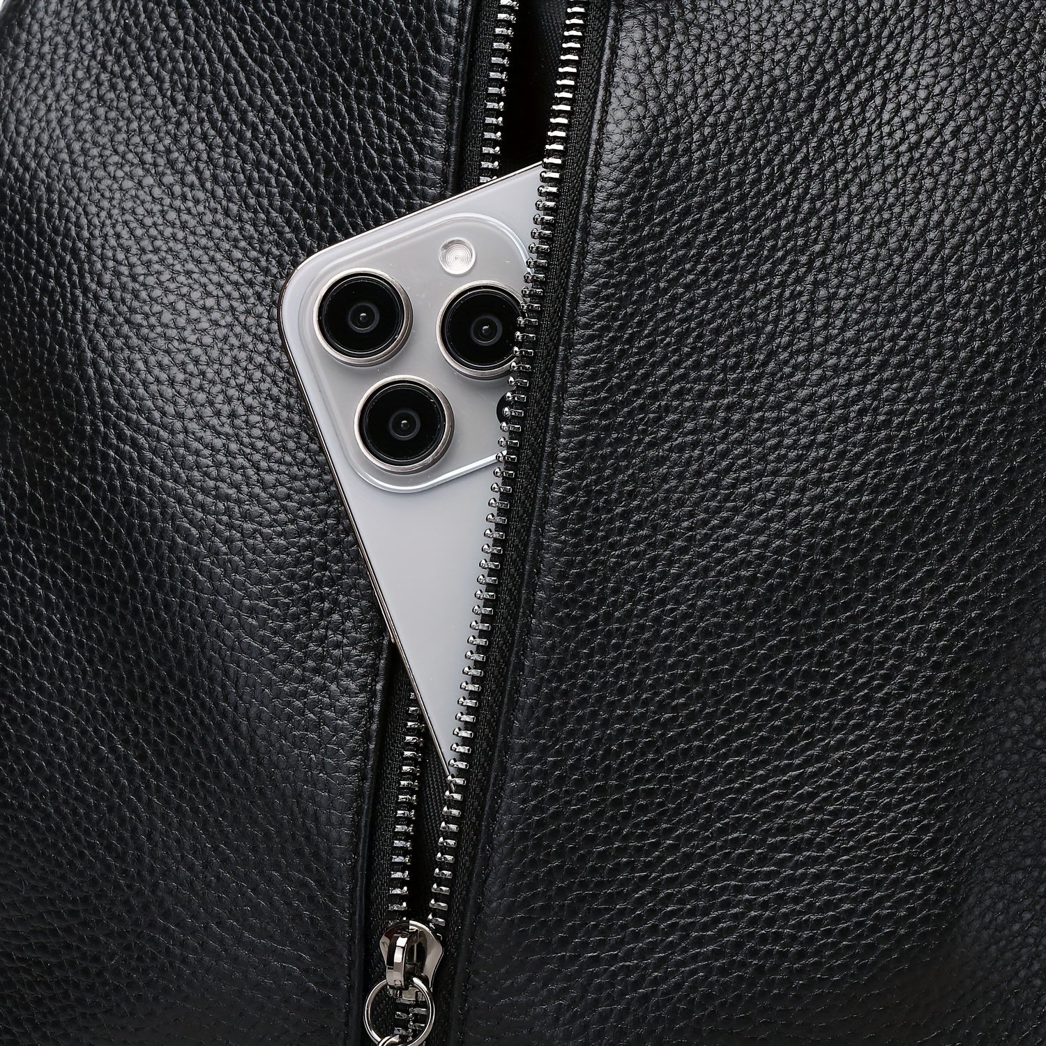 Women's Genuine Leather Backpack Anti-Theft Large Capacity Korean Style Black