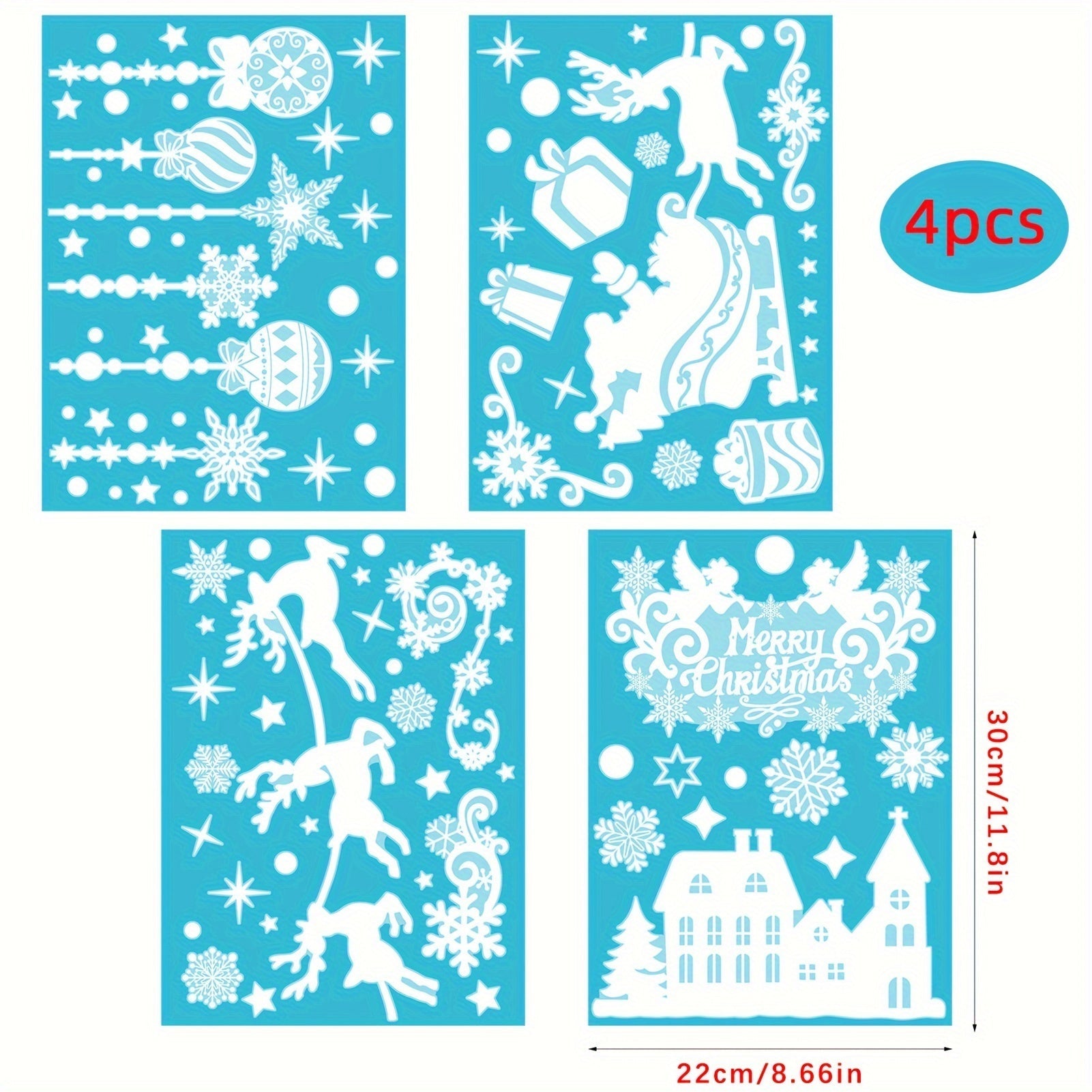 Festive Christmas Window Stickers Snowflakes Reusable Glow-in-Dark Decor
