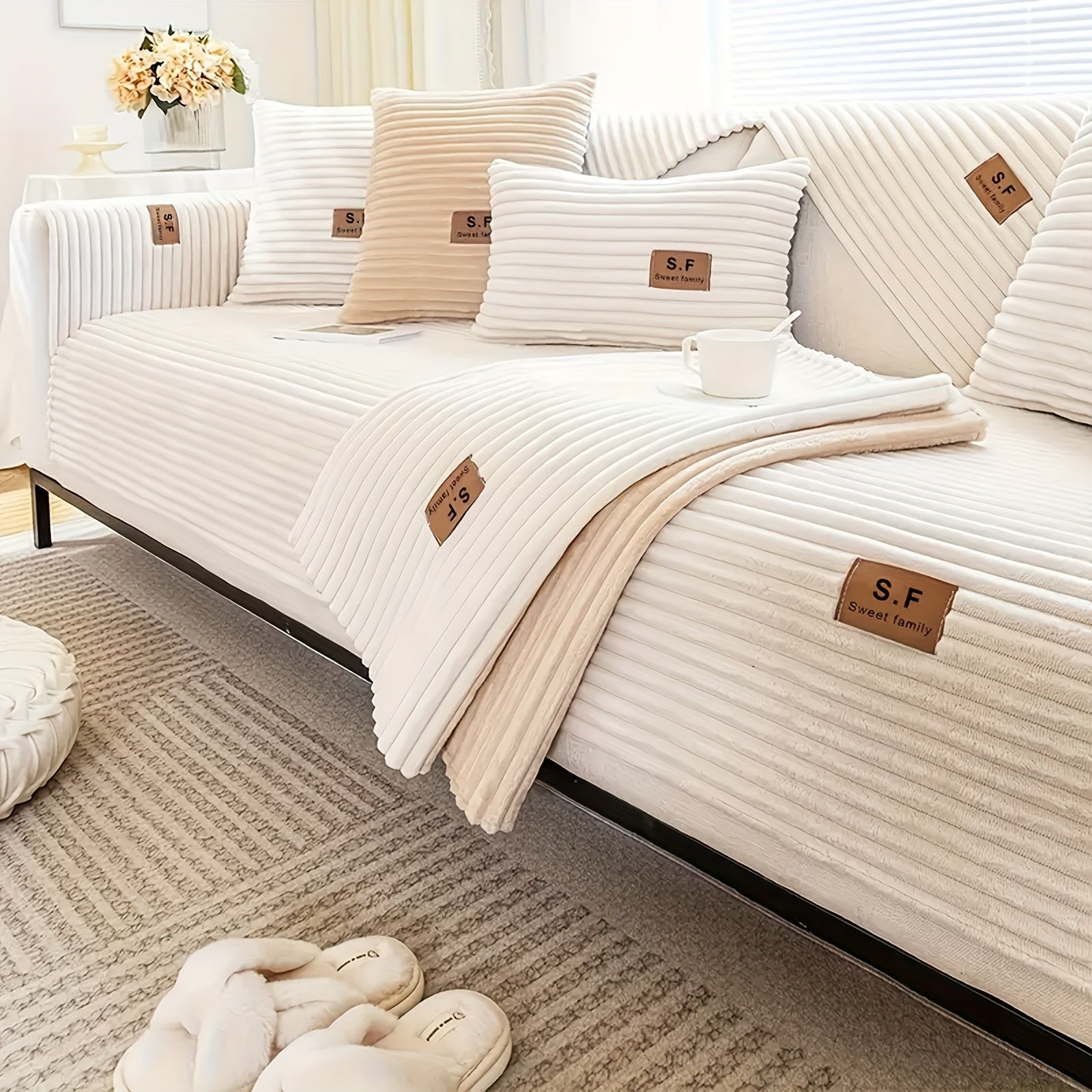 Короткая плюшевая накидка на диван из фланели, противоскользящая, для домашних животных, моющаяся в машине, для осени и зимы