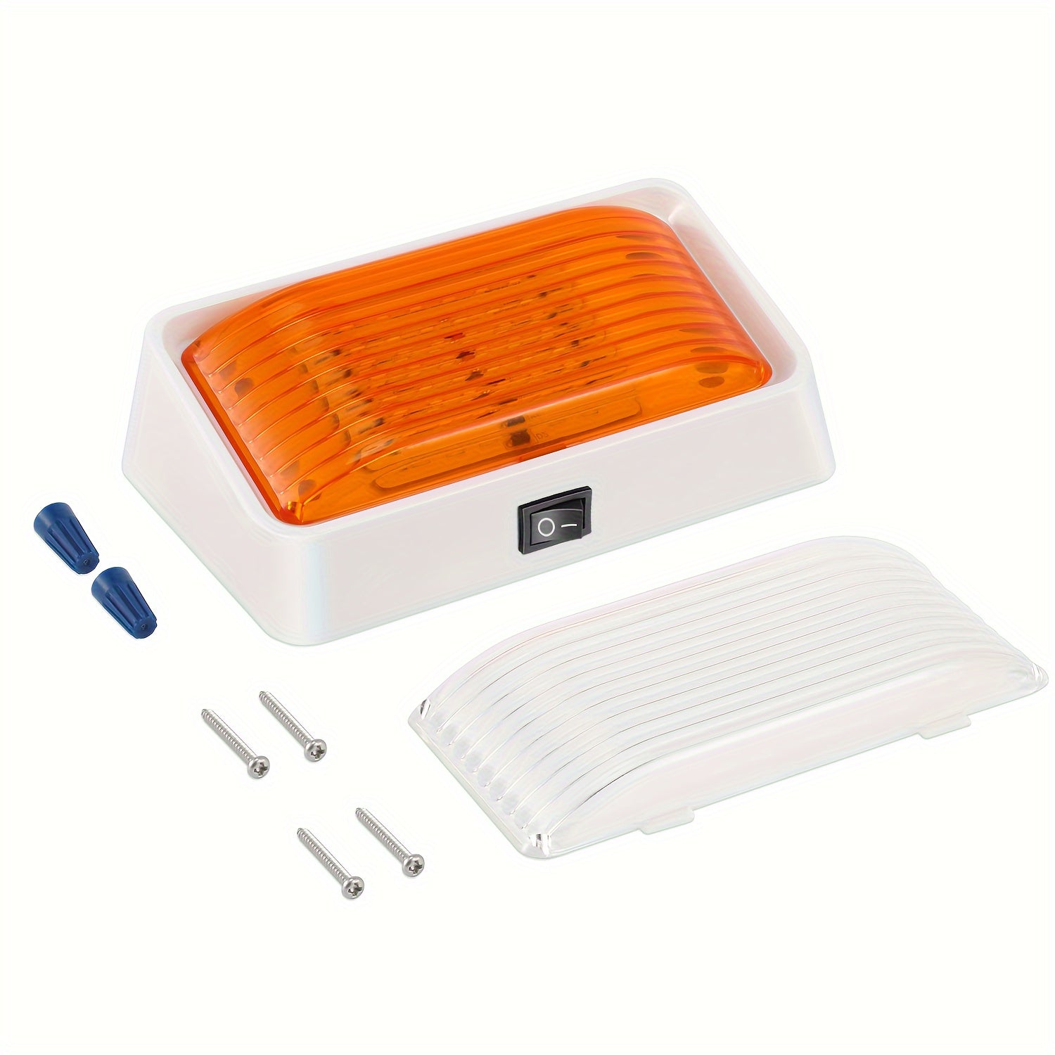 RV Exterior Light Strip Switch 12V 320 Lumens White Base Amber Lens