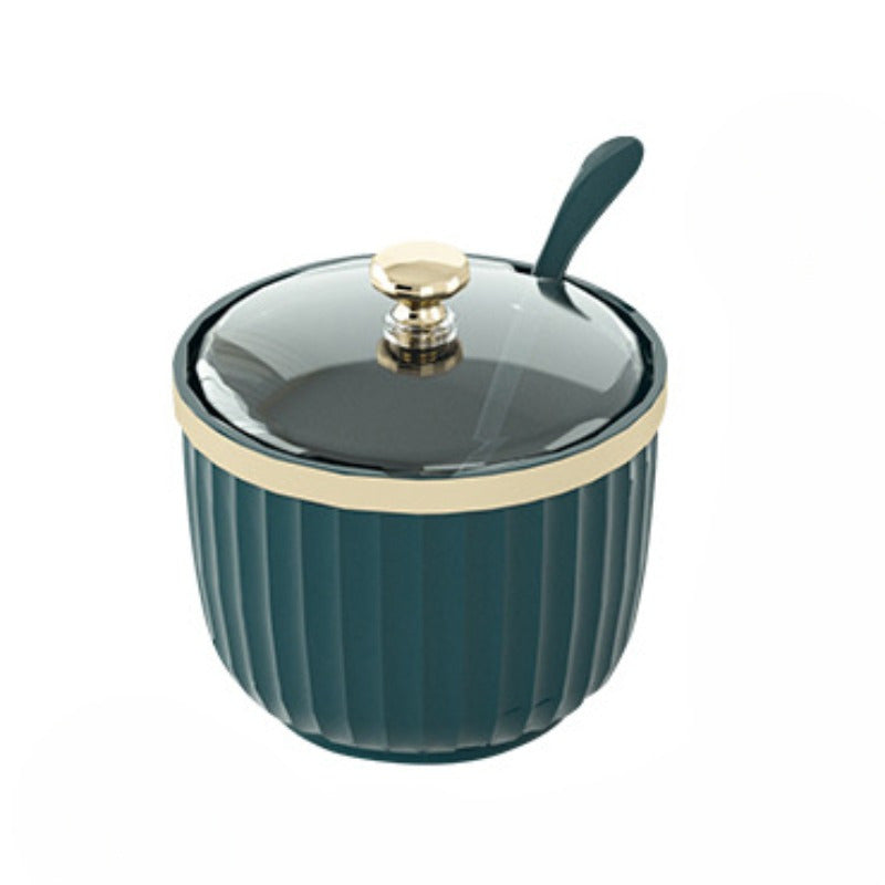 Kitchen Spice Storage Set Plastic Salt Sugar Oil Jar with Spoon and Covered Jars