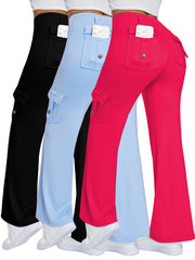 Plus Size Women's Wide-Leg High Waist Yoga Pants 3-Pack Breathable Workout