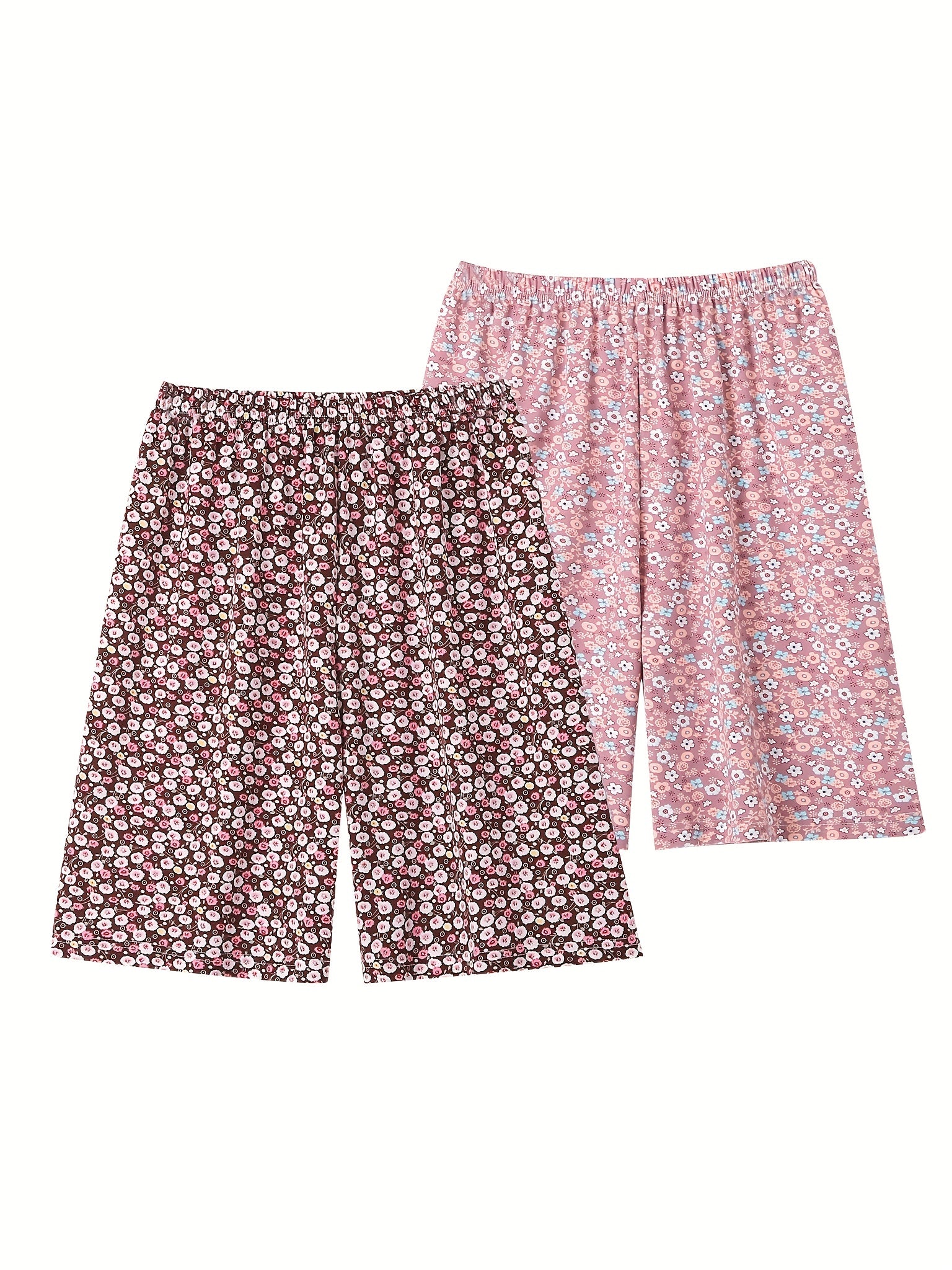 Women's Large Size Pajama Shorts Sets Summer Casual Loose Print