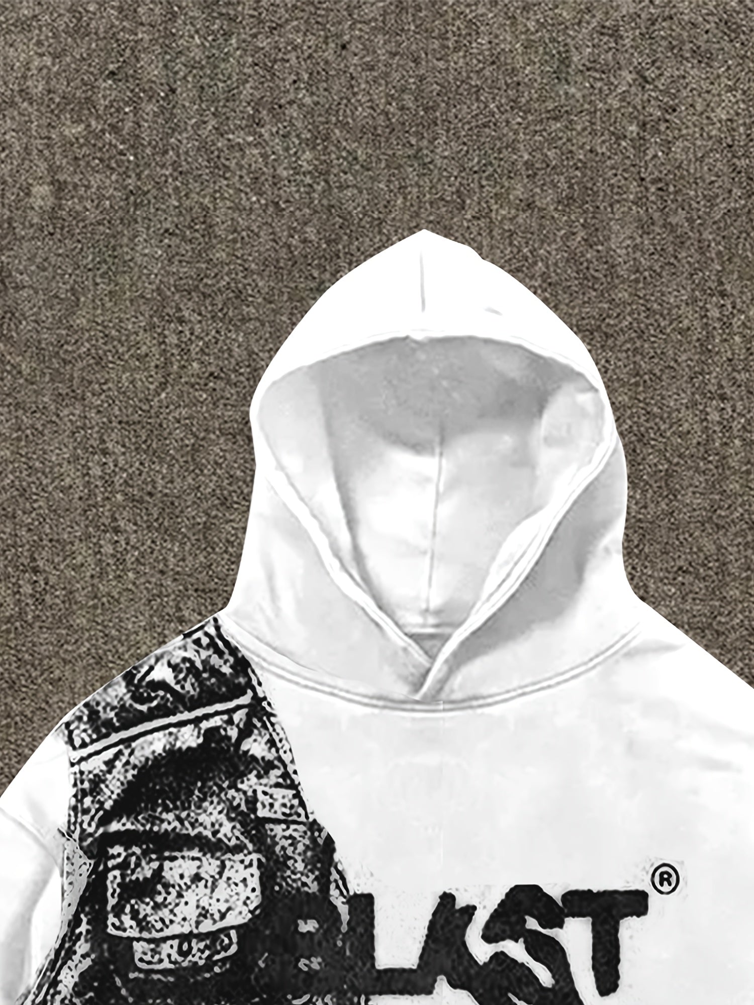 Hooded Sweatshirt with Kangaroo Pocket Portrait Print Long Sleeve Polyester Knit Casual Sportswear