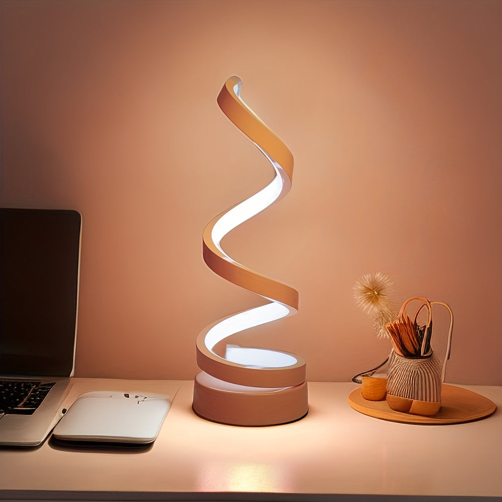 Unique Spiral Table Lamp for Home Decor Warm Light Modern Style