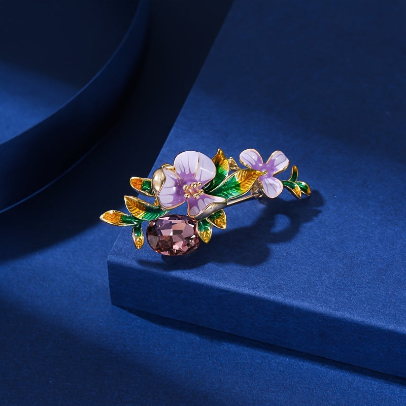 Elegant Iris Flower Brooch Pin Alloy Jewelry with Oil Drop Finish for Suits and Collars