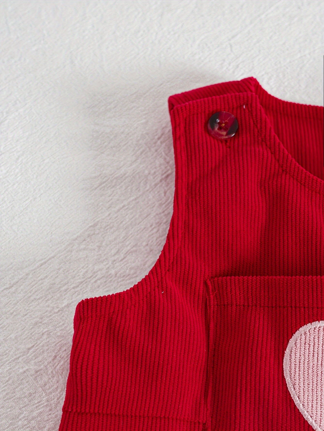 Qizlar uchun qizil kombinezon, yurakli tikuvchali, polyester, kundalik qishki kiyim