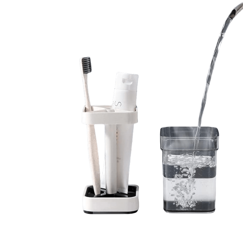 White Bathroom Toothbrush Holder and Cup Organizer with 3 Slots