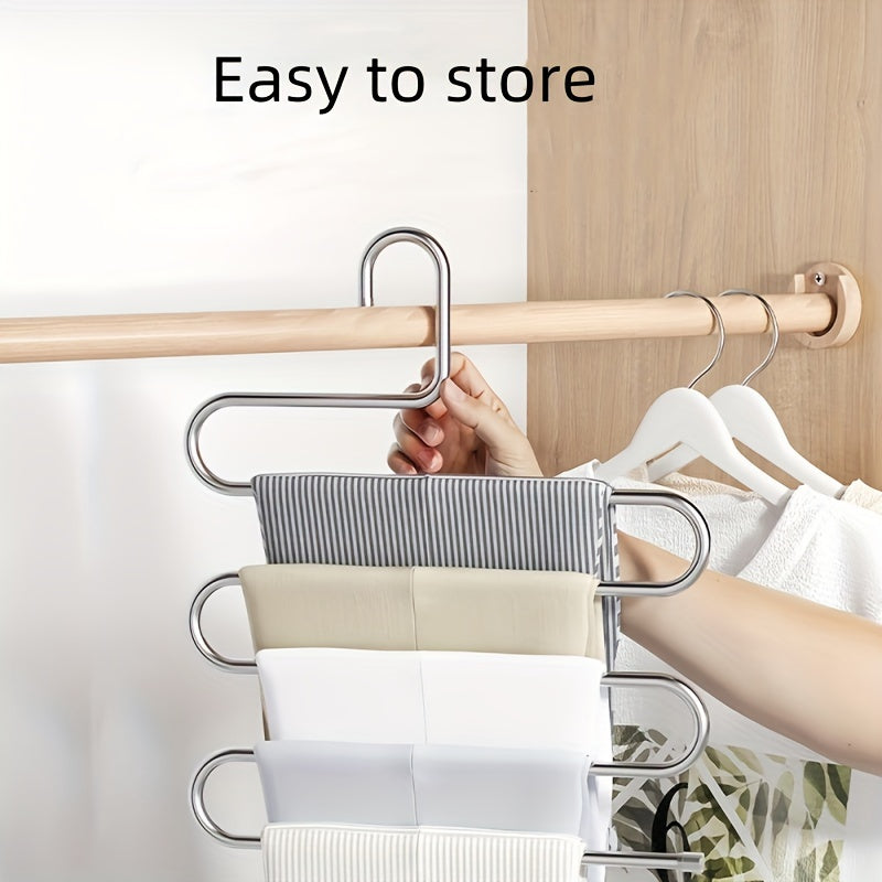Juego de tres perchas de metal multicapa para secar y organizar el armario