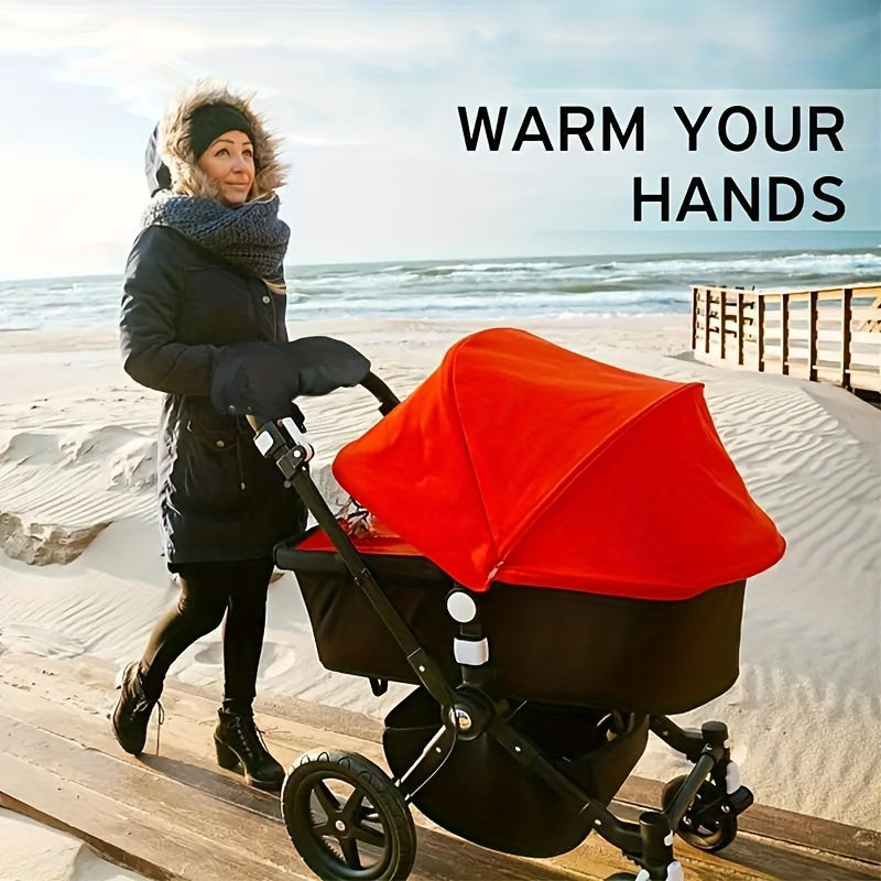 Winter Hand Muff for Strollers and Prams Black Windproof Snowproof Warm Gloves