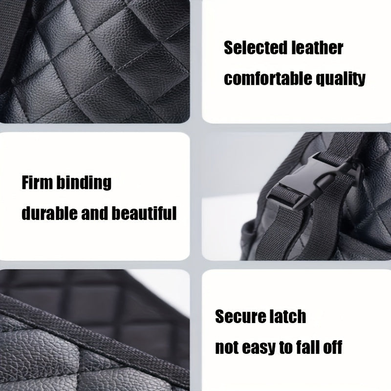 Faux Leather Car Seat Organizer Large Capacity Hanging Mesh Storage Bag