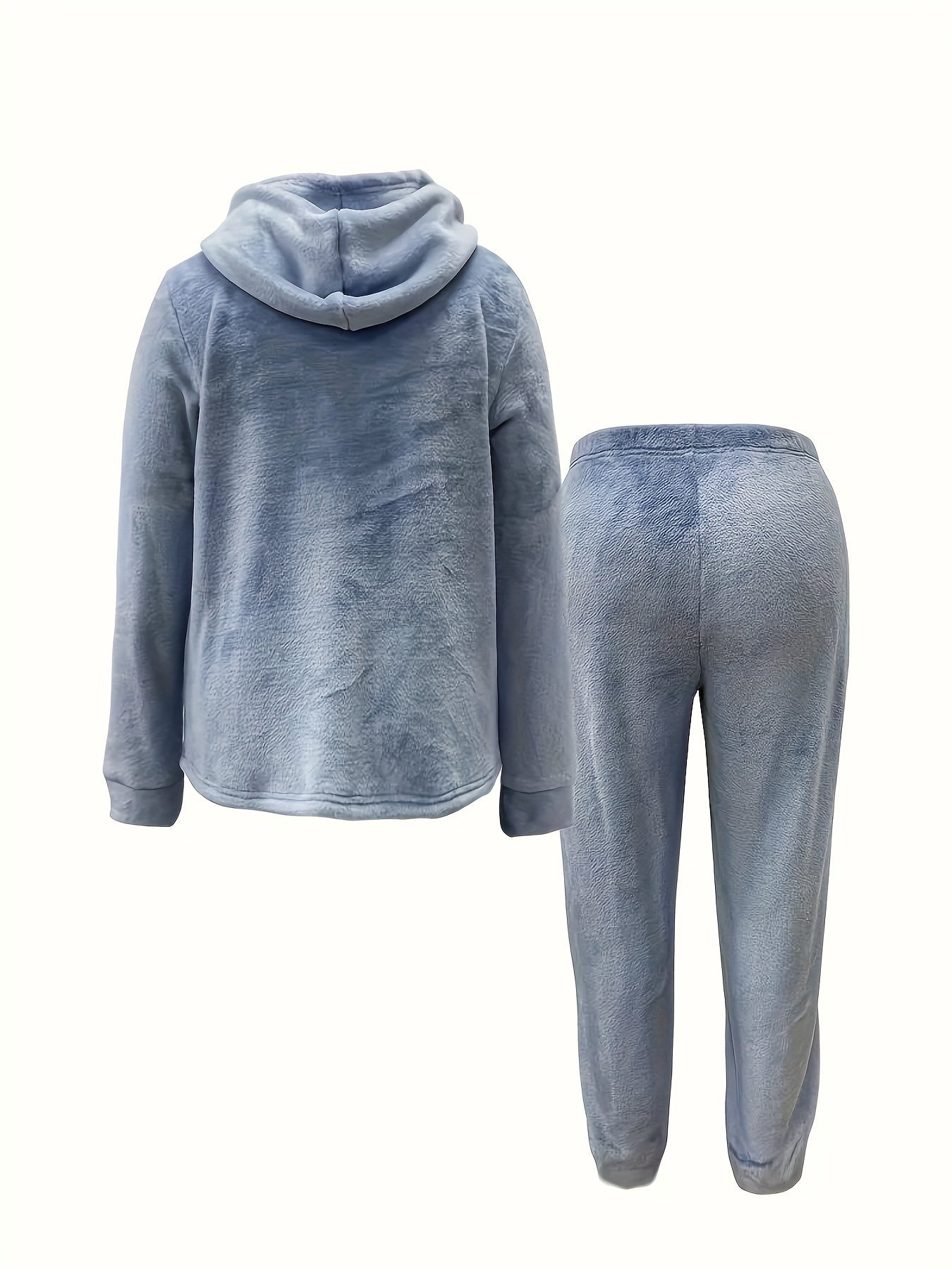 Plus Size Women’s Lounge Set Flannel Hoodie And Joggers Pajamas