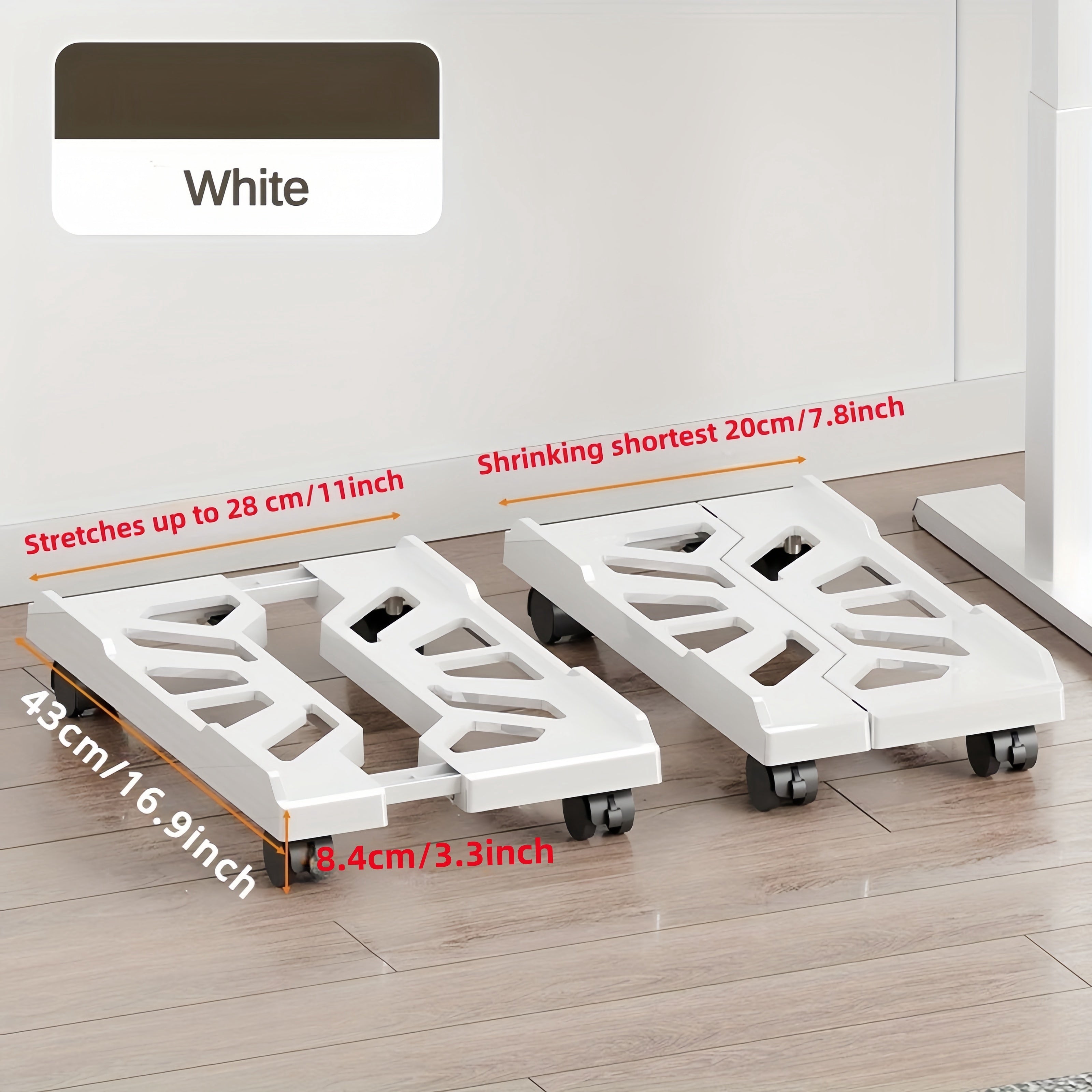 ABS Desktop Computer Tower Stand with Rolling Wheels and Adjustable CPU Holder for Home Office