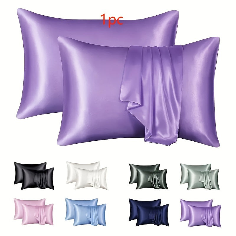 Contemporary Envelope Closure Pillowcase Soft Satin Breathable Solid Color Home Decor