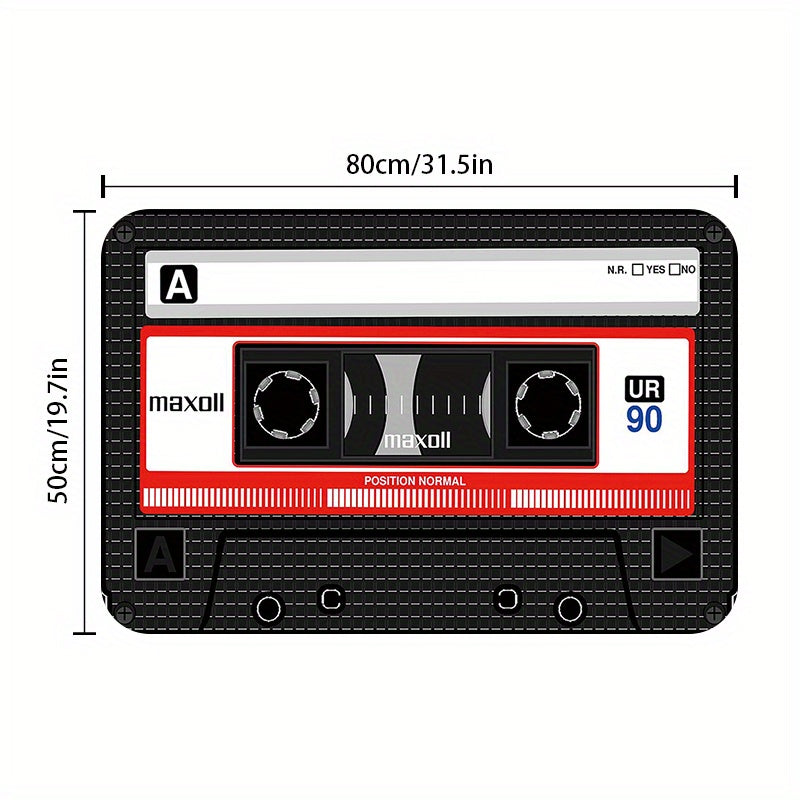 Retro Kasseta Lenta Ilhomlangan Eski Mat - Yorqin, Sirpanmas va Dog'ga Bardoshli Oshxona Gilami Uy Dizayni, Kirish Joyi va Esik Oldi Uchun