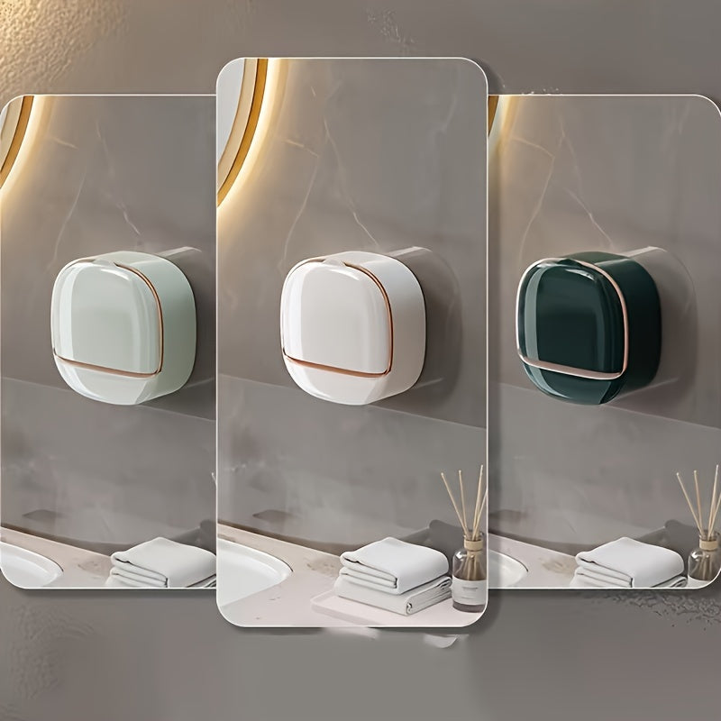 Wall-Mounted Soap Dispenser No-Drill Drainage Plastic Rectangle Green White or Rose Gold Bathroom Kitchen Sink Storage