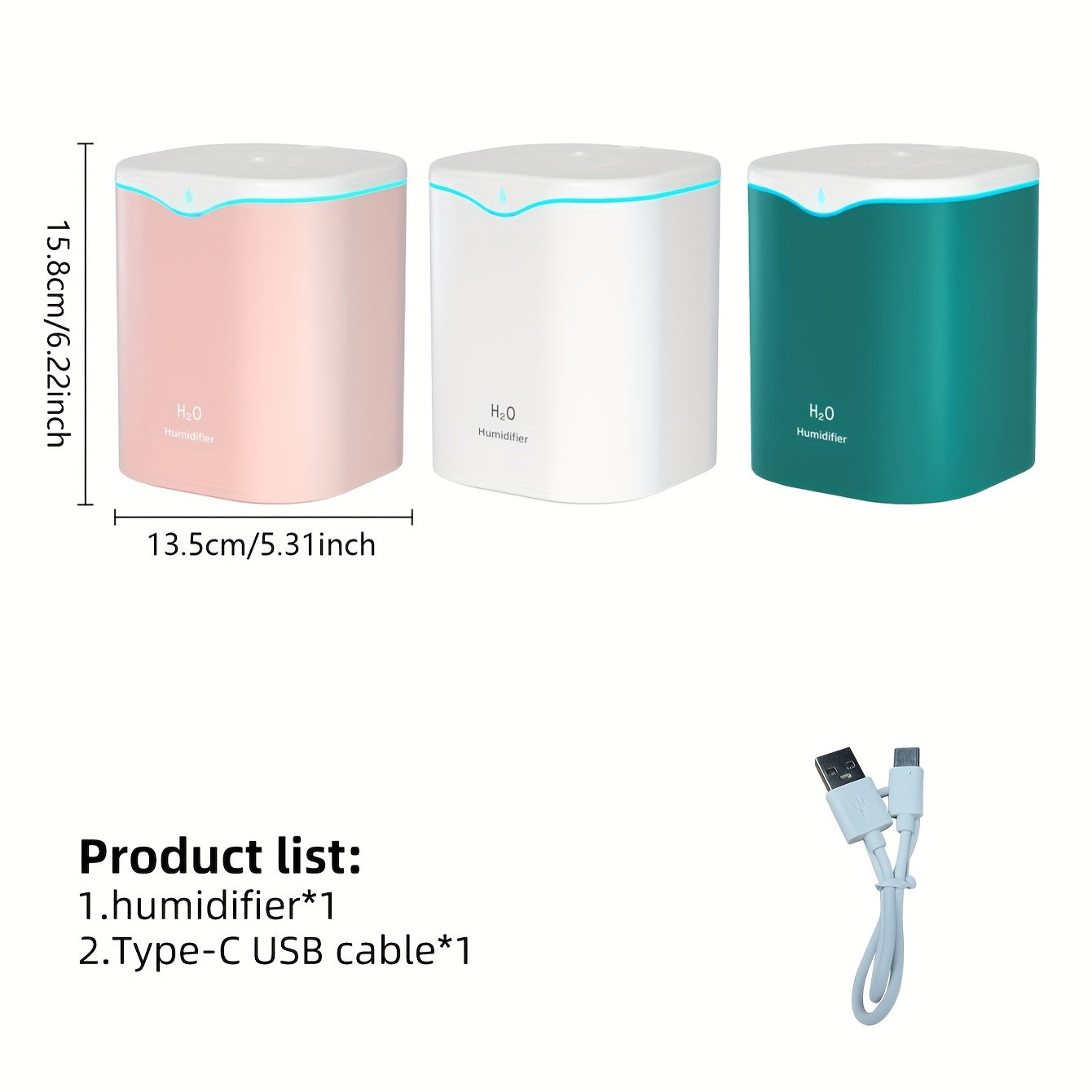 2000ml USB havo tozalagich namlagich, tungi chiroq bilan, sovuq bug' uchun barcha xonalar uchun