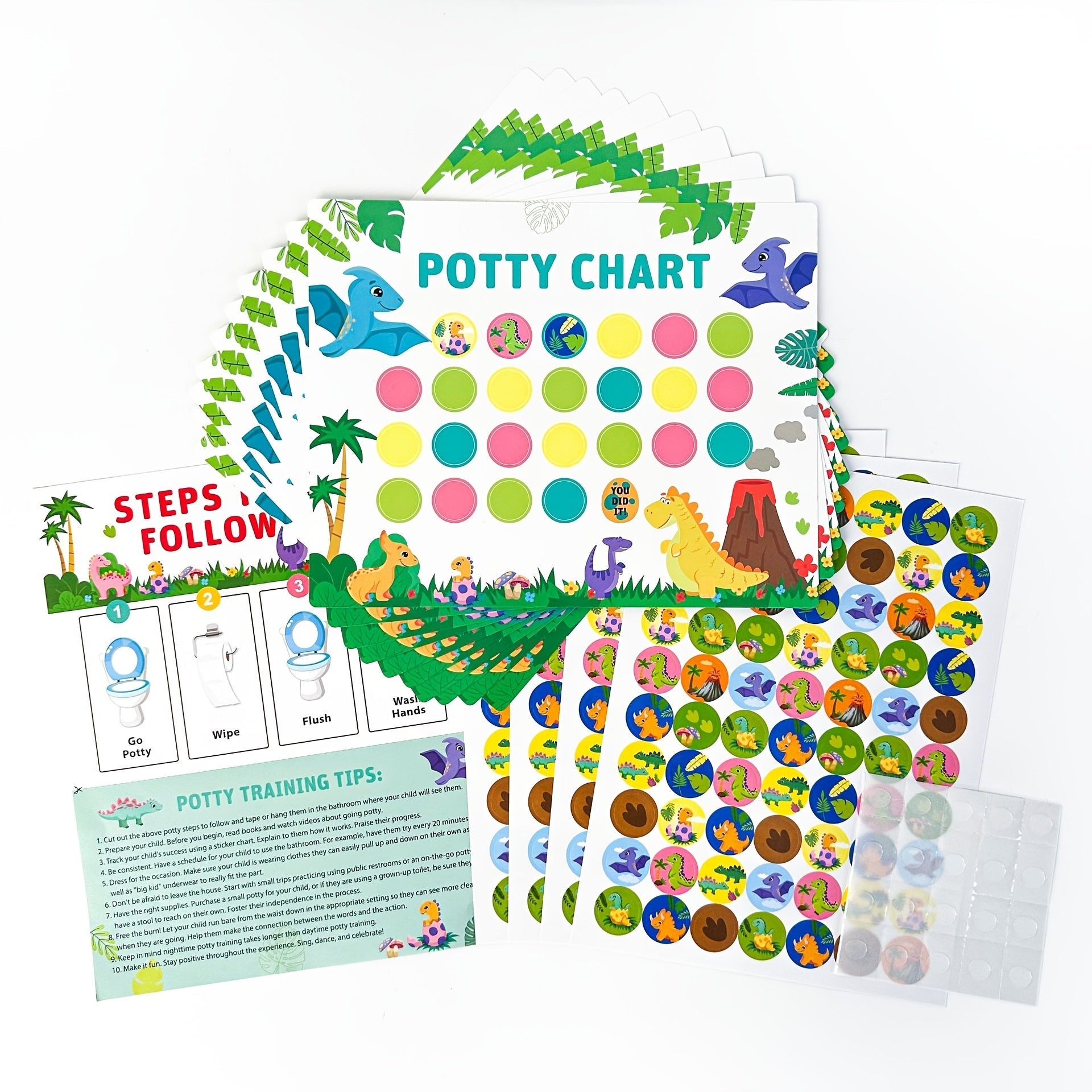 Kids Potty Training Seat Dinosaur Theme with Training Chart and Stickers