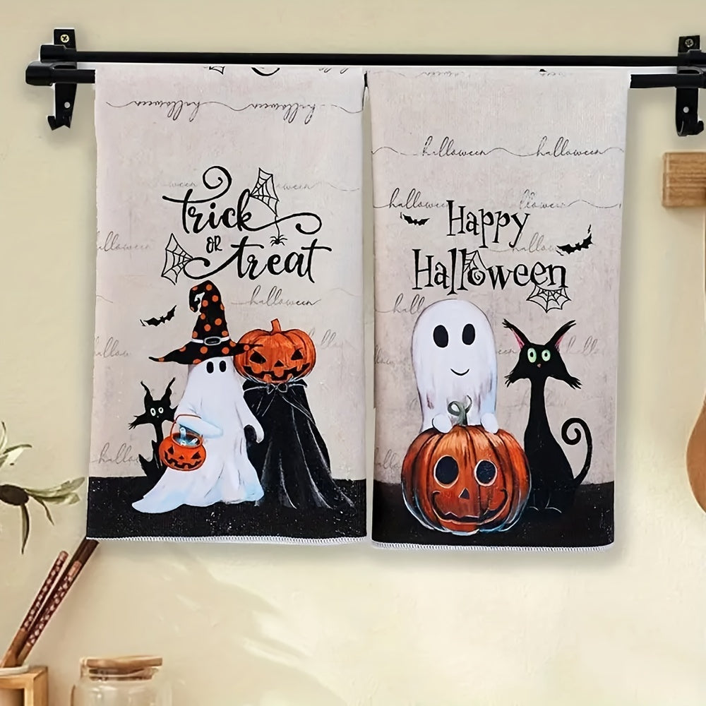Toalla de cocina de microfibra absorbente con diseño de calabaza y fantasma para Halloween