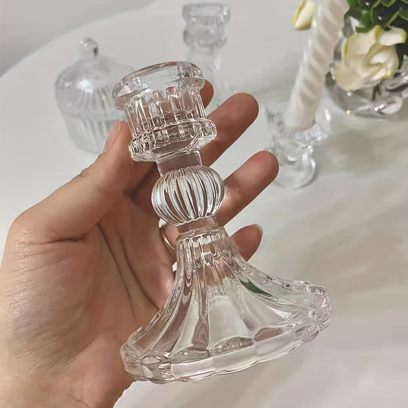 Glass Candle Holder Scandinavian Style for Weddings and Home Decor