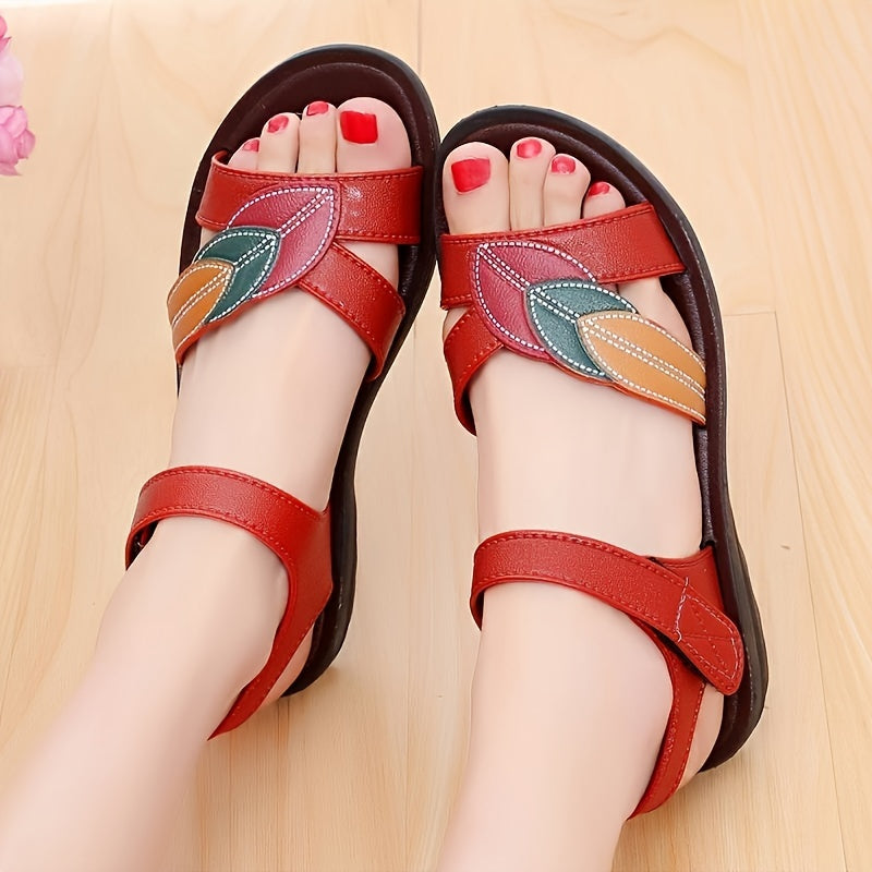 Women's PVC Flat Sandals Open Toe Hook & Loop Closure Outdoor