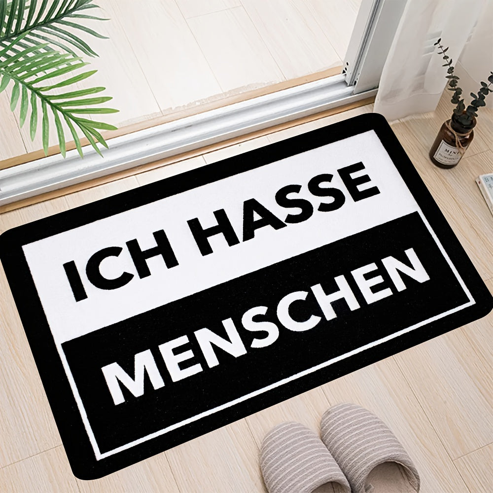 Qora va oq chiziqli polyester eshik oldi gilami, sirpanmaydigan, mashinada yuviladigan, ifloslanishga qarshi, qulay to'rtburchakli kirish gilami, 1 dona