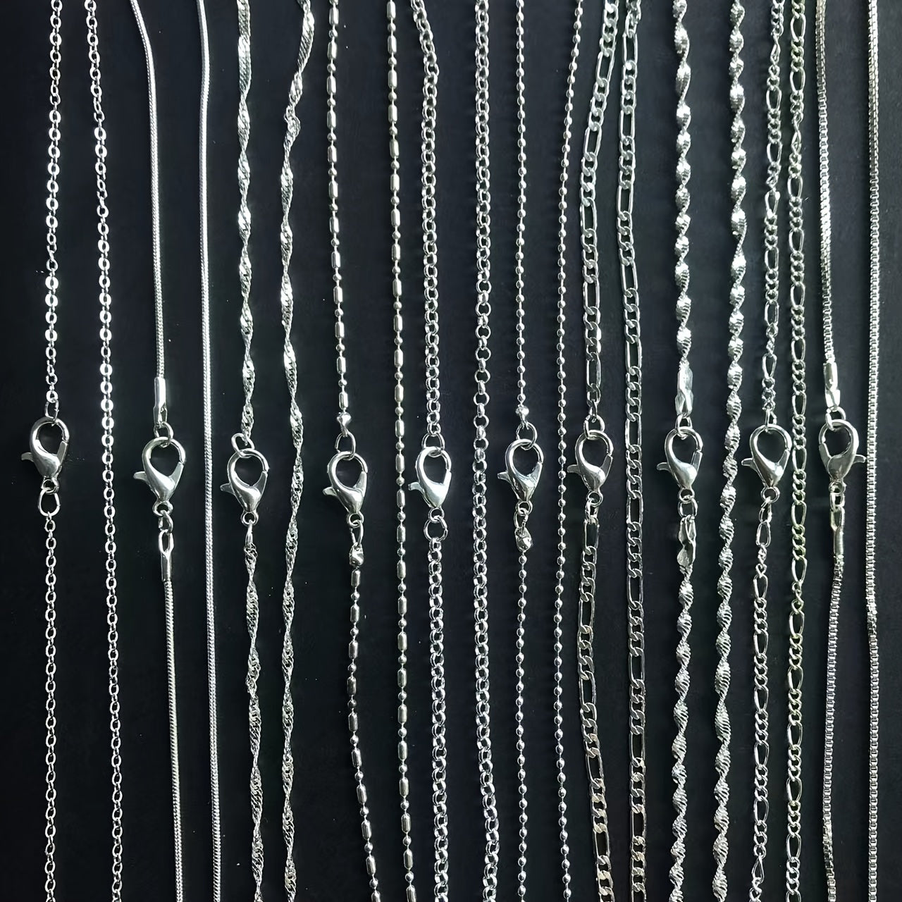 Silver Plated Link Chain Necklace Set for Jewelry Making 16-30 Inch 5 Pieces