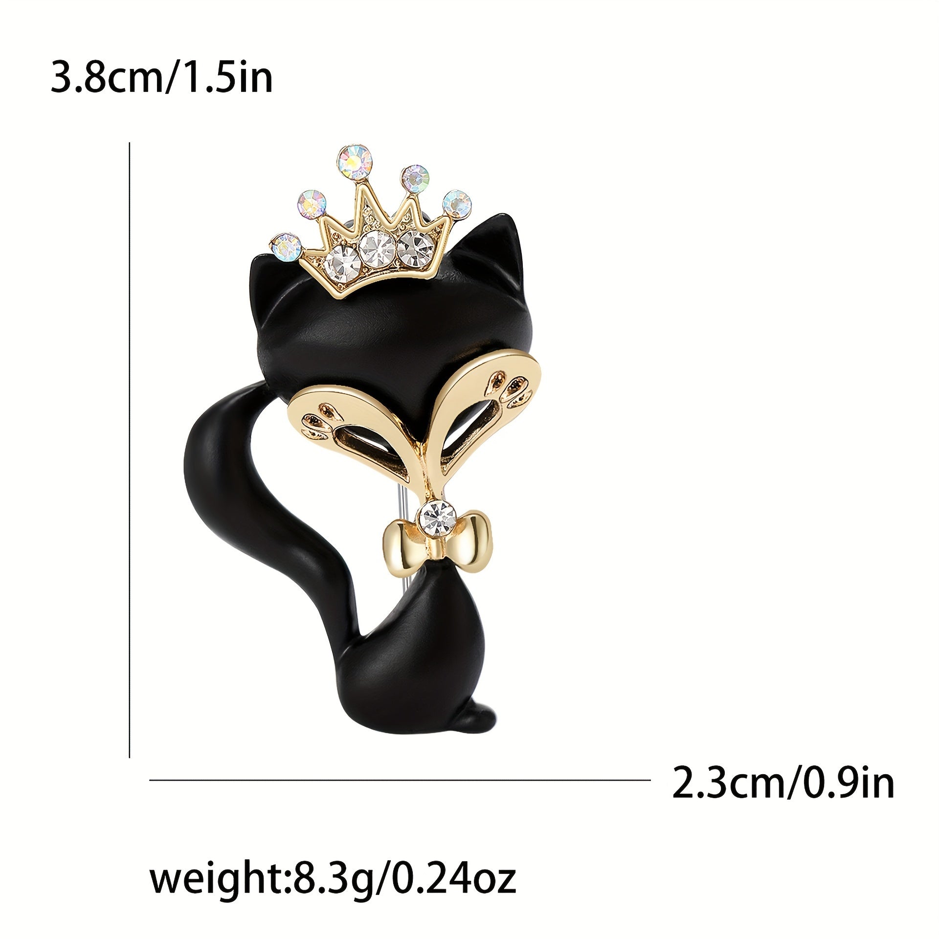 Broche negro mate con corona de rhinestones, accesorio de joyería