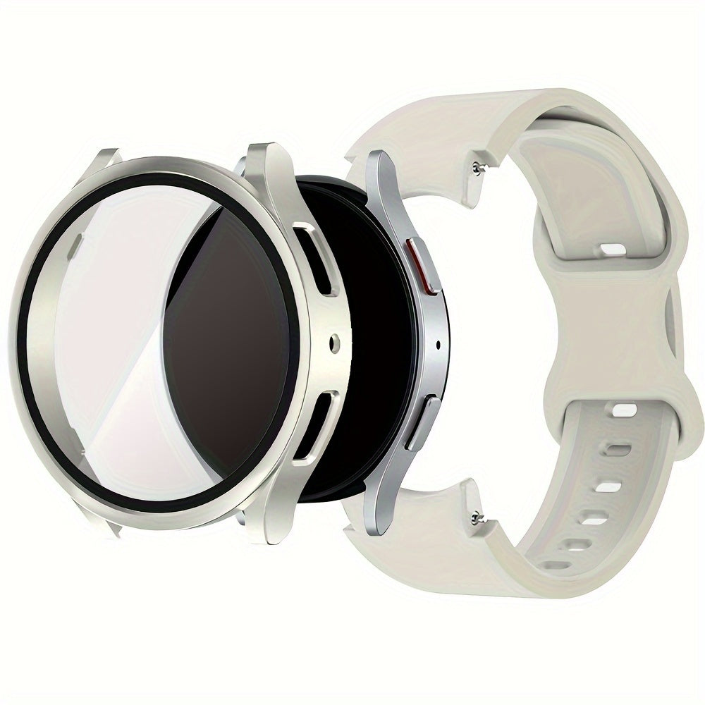 Waterproof Silicone Watch Band and Case Protector for Samsung Galaxy Watch 7/6/5/4 40mm 44mm Butterfly Design