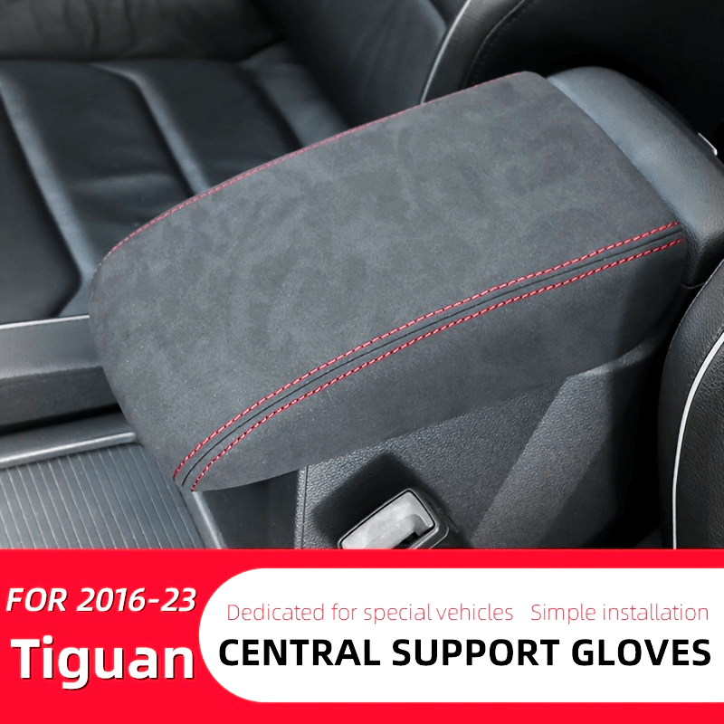 Universal PU Leather Armrest and Gear Shift Cover for Tiguan Black