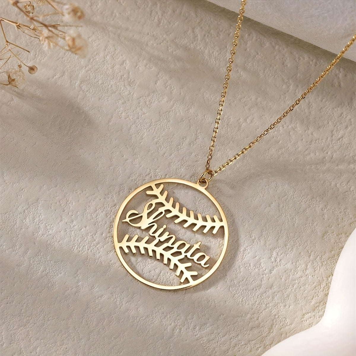 Collar de béisbol de acero inoxidable chapado en oro personalizado para niños y niñas, regalo deportivo