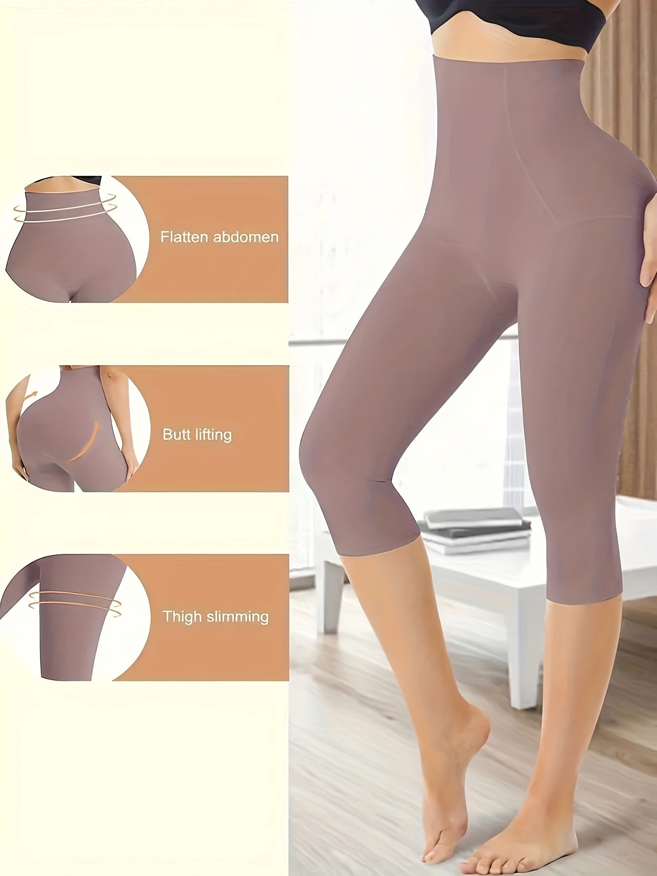 Women’s High-Waisted Slimming Capri Leggings Tummy Control Butt Lift Seamless Lightweight