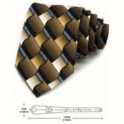 Men's Vintage Print Polyester Necktie with Abstract Geometric and Floral Pattern for Casual Street Style