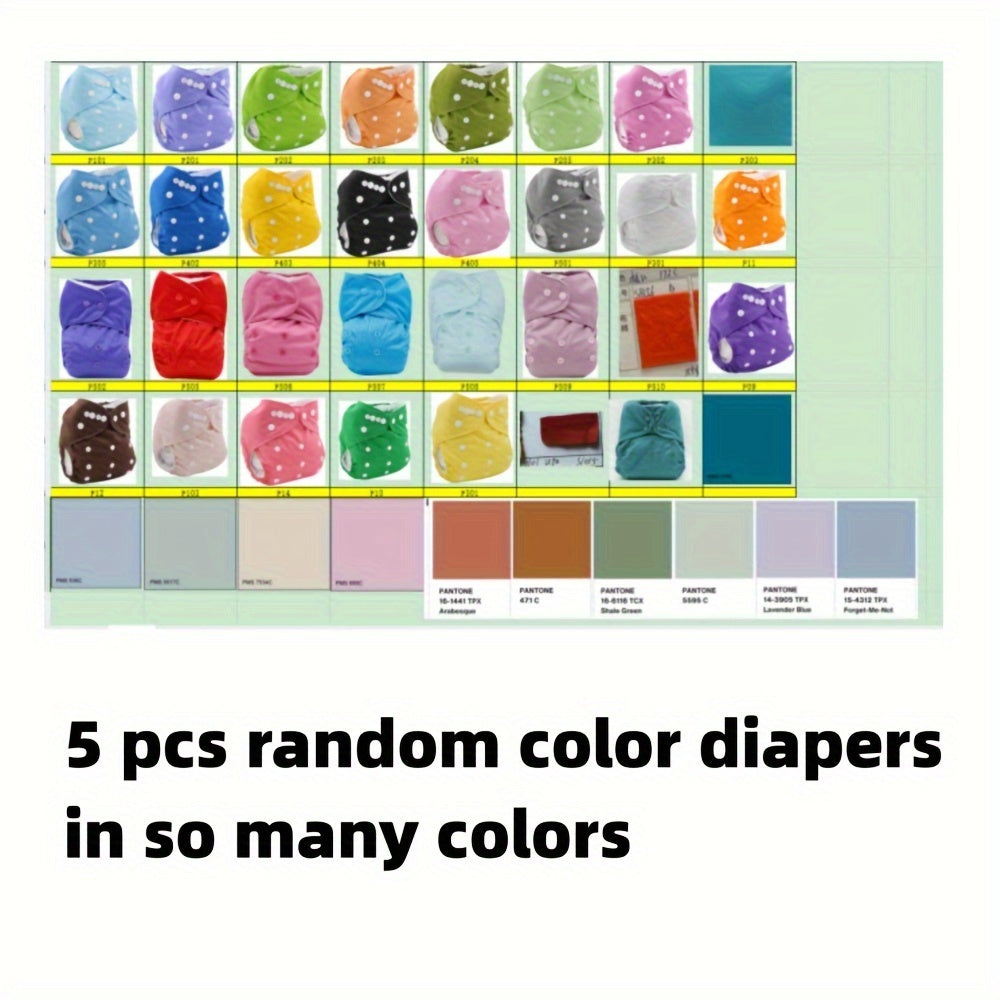 Set of 5 Washable Cloth Diaper Covers for Babies 3-15kg Adjustable Fit Reusable