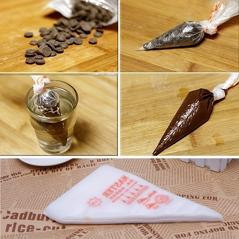 100 Premium Disposable Piping Bags for Cake Decorating, Durable Plastic