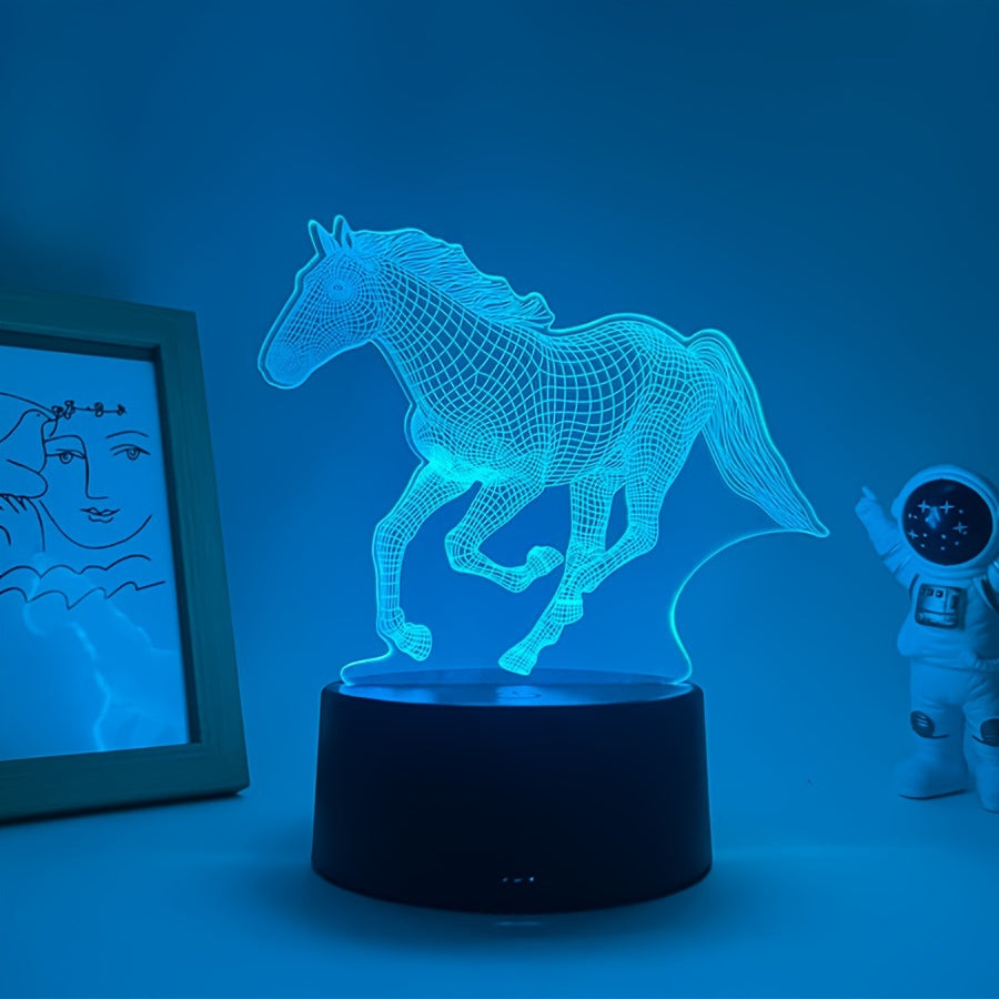 LED Horse Night Light RGB Seven-Color Touch Control Table Lamp for Home Decor