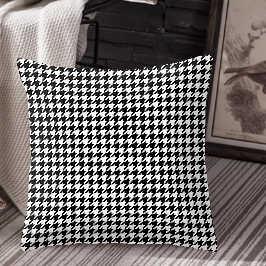 Houndstooth Throw Pillow Cover 44.96cm Polyester Zipper Sofa Bed Decor