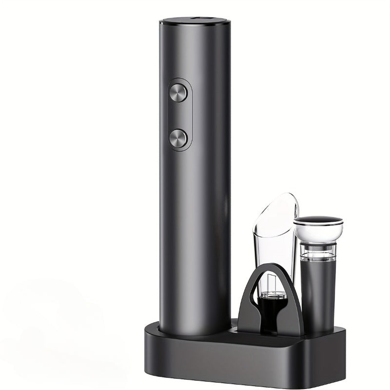 Electric Wine Opener Set with Foil Cutter Vacuum Sealer and Storage Base