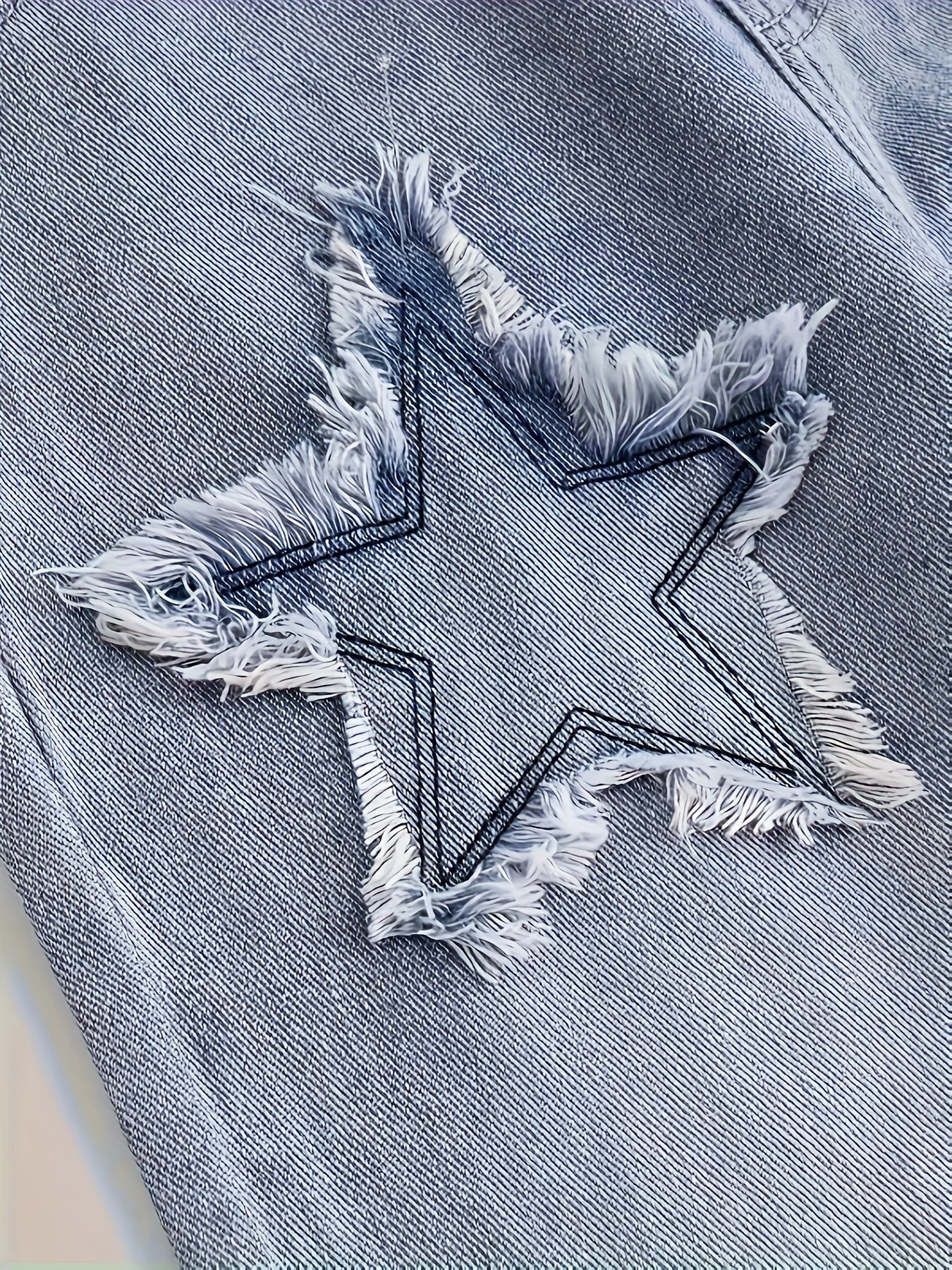 Джинсовый комбинезон с широкими штанинами для девочек с нашивкой в виде звезды и длинной длиной