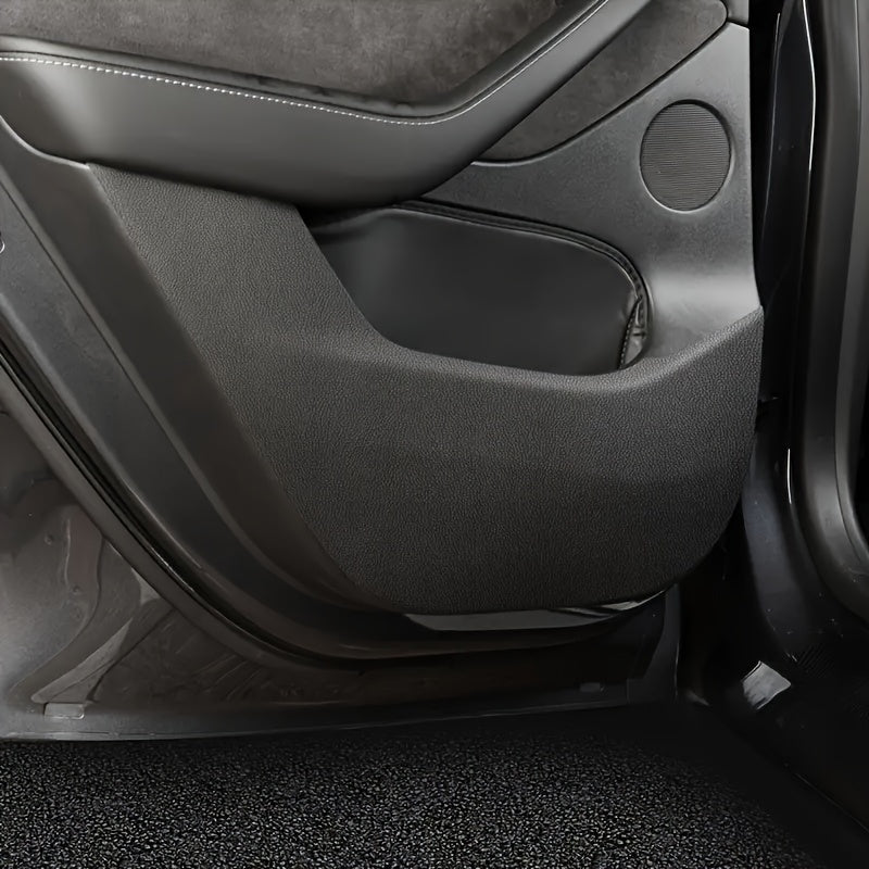 Car Interior Door Kick Protector Trim Faux Leather Decals for Side Panel 4pcs