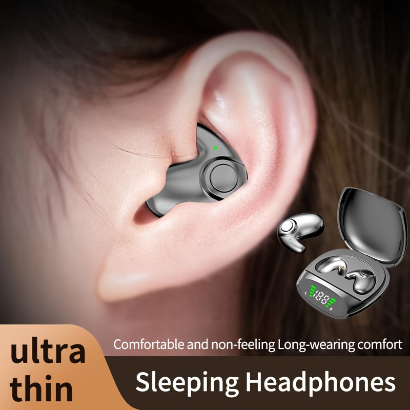 Ultra-Thin Wireless Sports Sleep Headphones with Bass and Dual Microphones