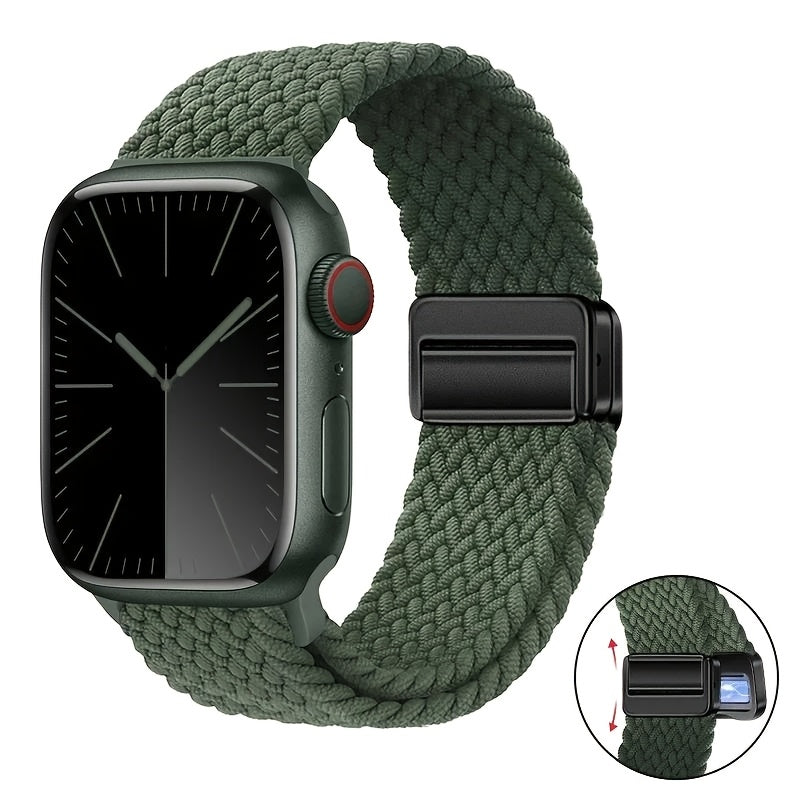 Nylon Watch Strap for Apple iWatch Series 1-9 Magnetic Snap Buckle Loop Compatible with 38mm to 49mm Sizes